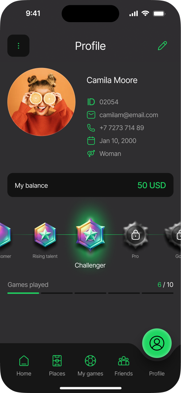 TeamUp App - User Profile